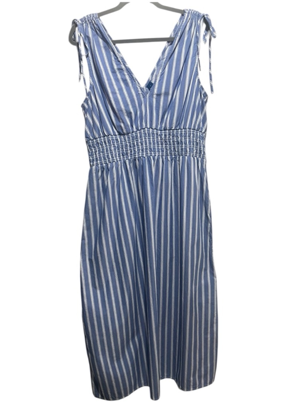 Old Navy Fit & Flare Sleeveless Striped Tie Shoulder Smocked Maxi Dress large - Picture 3 of 7